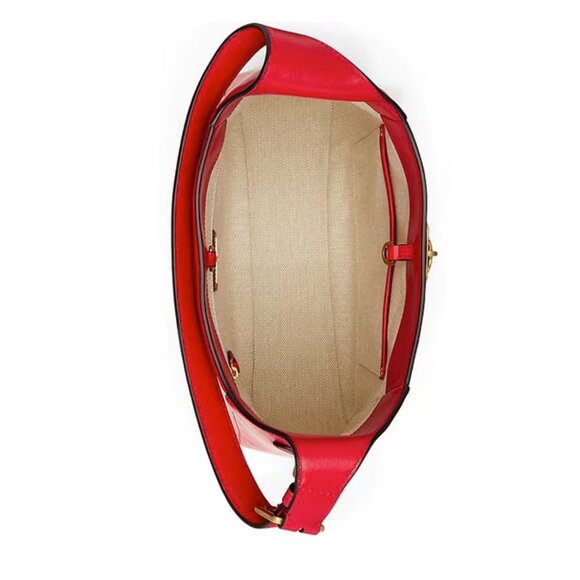 Lauren Ralph Lauren Red Tanner Large Leather Padlock Shoulder Bag - Picture 3 of 7